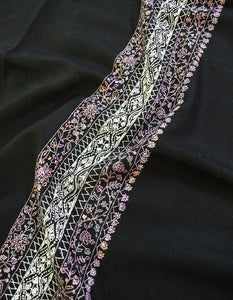 black embroidery wool shawl 0007