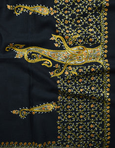 black embroidery wool shawl 0031