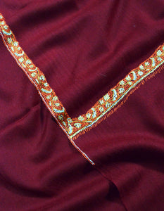 maroon embroidery wool shawl 0042