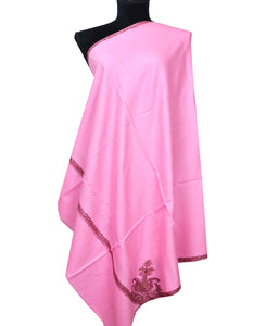 pink embroidery wool shawl 0055