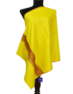 light yellow embroidery wool stole 0068