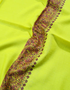 light yellow embroidery wool stole 0068