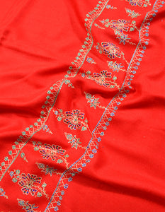 red embroidery wool stole 0093