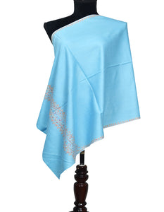 sky blue embroidery wool stole 0096