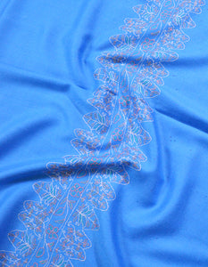 turqouise embroidery wool stole 0099