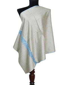 silver grey embroidery wool stole 0152