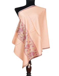 pink embroidery wool stole 0165