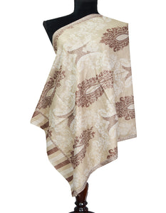 natural and brown wool stole 0171