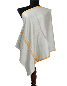 silver grey embroidery wool stole 0260