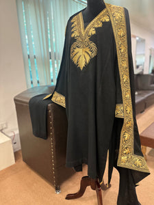 Wool blend black kurta set pwb311