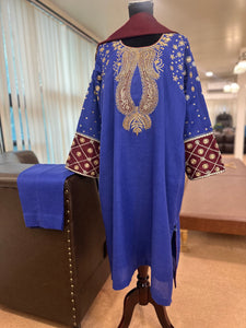 Blue Purepashmina blend kurta set 3 piece