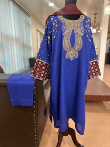 Blue Purepashmina blend kurta set 3 piece