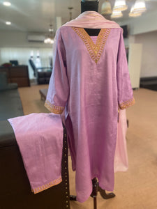 Pure silk kurta set 3pc stitched MTKS345