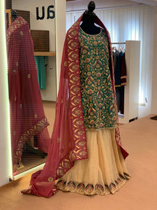 Handembroidered sharara dress